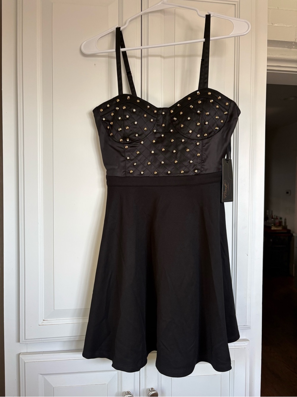 NWT Forever 21 Exclusive Black Studded Mini Fit-and-Flare Dress